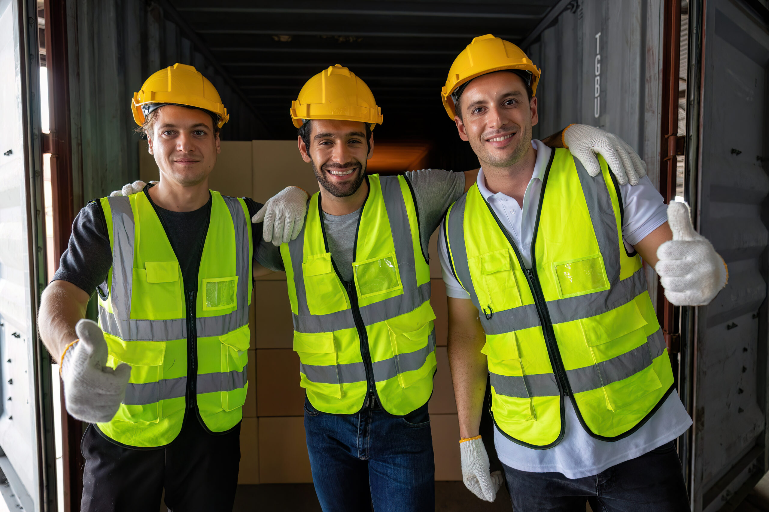 3 workers carry carton box take from 40 feet steel 2024 10 18 03 25 34 utc scaled